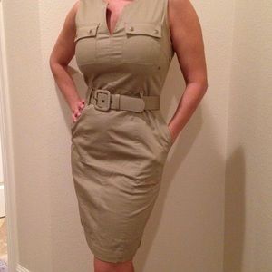 Banana Republic tan belted tank top safari dress